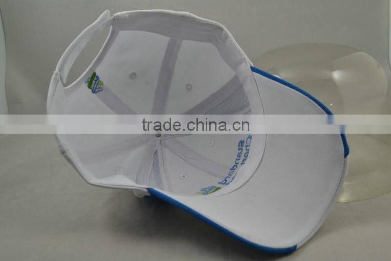 Guangzhou hat factory professional custom 8 panel / 100% cotton/white/embroidery logo/baseball cap