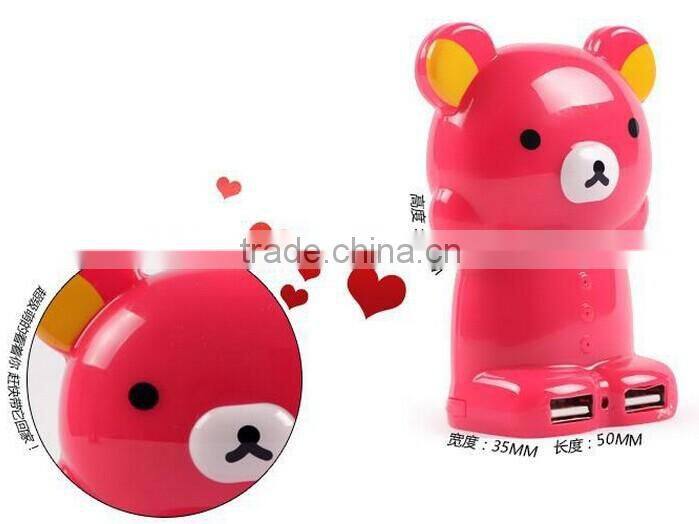 Hot selling best quality new design with CE,FCC,ROHS teddy bear power bank 1200/1900/2200/2600mah