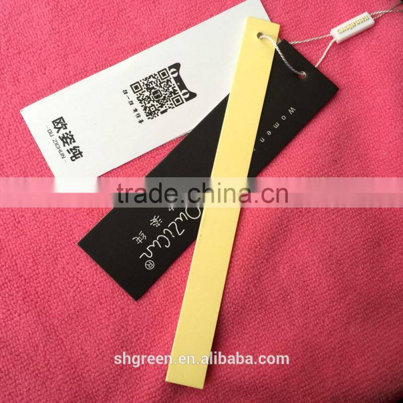 Printing branded paper hangtag with plastic lock tag