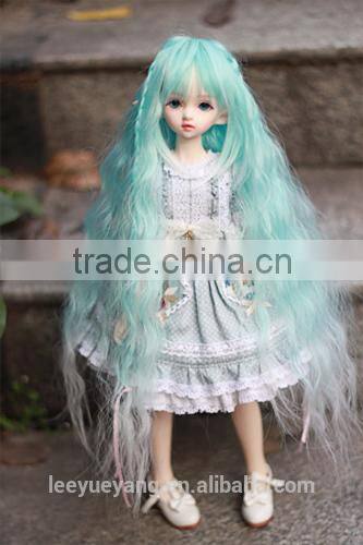 High quality blue to white small wavy 1/4 bjd doll wigs
