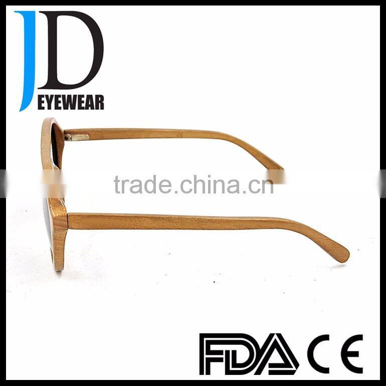 Hot Sell Polarized Natural Wood Framed Flat Top Sunglasses