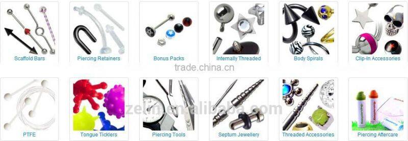 High polished teardrop with chain dermal anchor body piercing jewelry