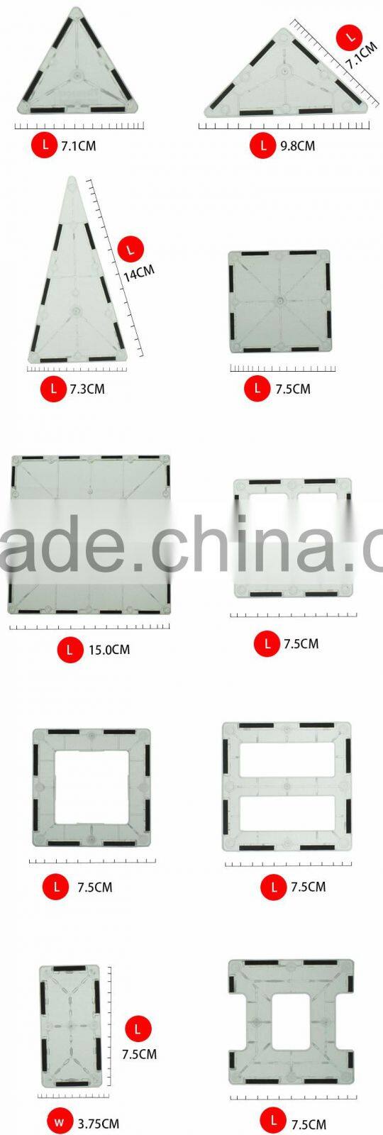 Magna tile New Transparent magnetic tiles and blocks