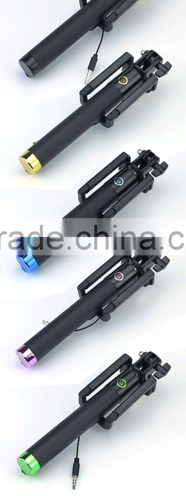 Wholesale wired cable take pole monopod selfie sticks with foldable handheld,foldable monopod Selfie-stick with cable