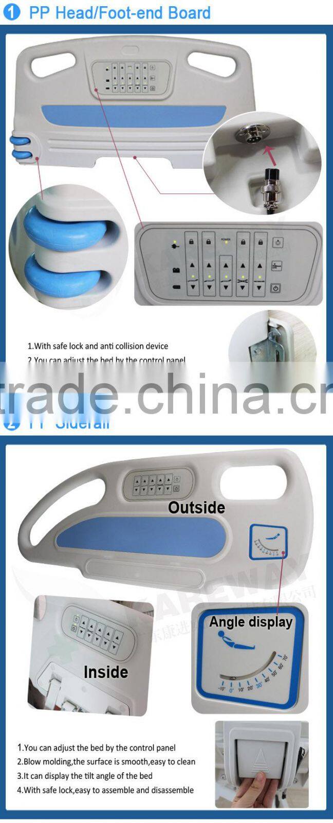 ce iso approved ultra-low disabled icu electric 5 function tilting hospital bed