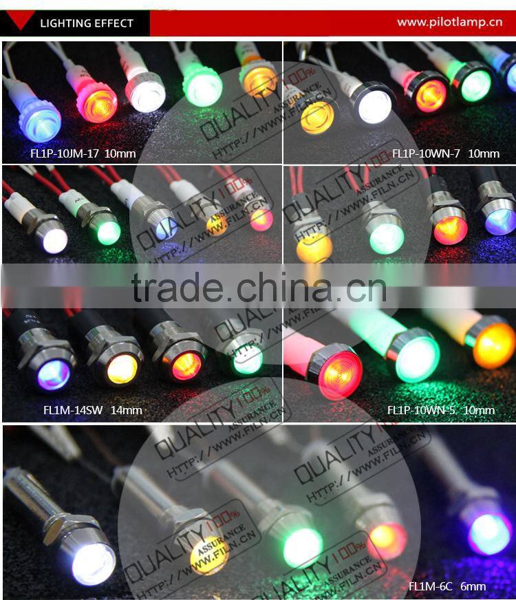 10mm flat head meter led turn control panel indicator light lamp 220v ac with wire