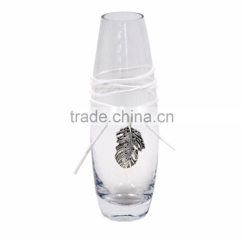 clear high quatity glass vase with decoration