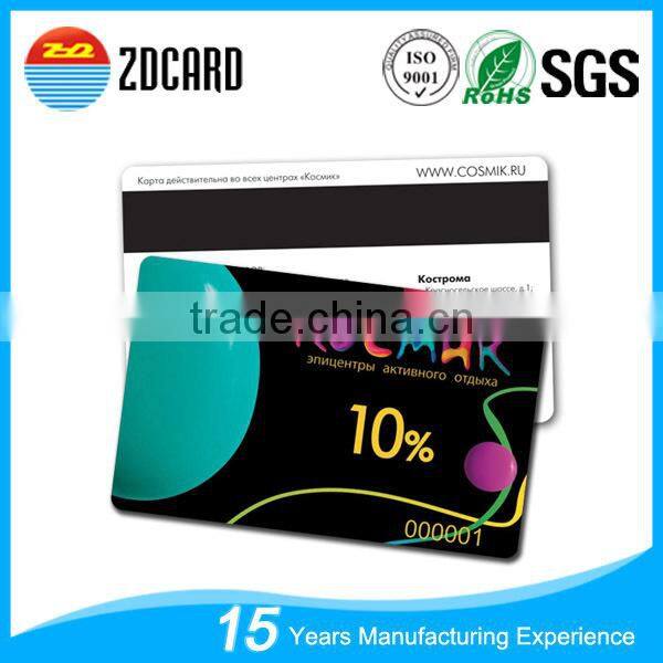 Customized 2750oe hico magnetic stripe pvc plastic card