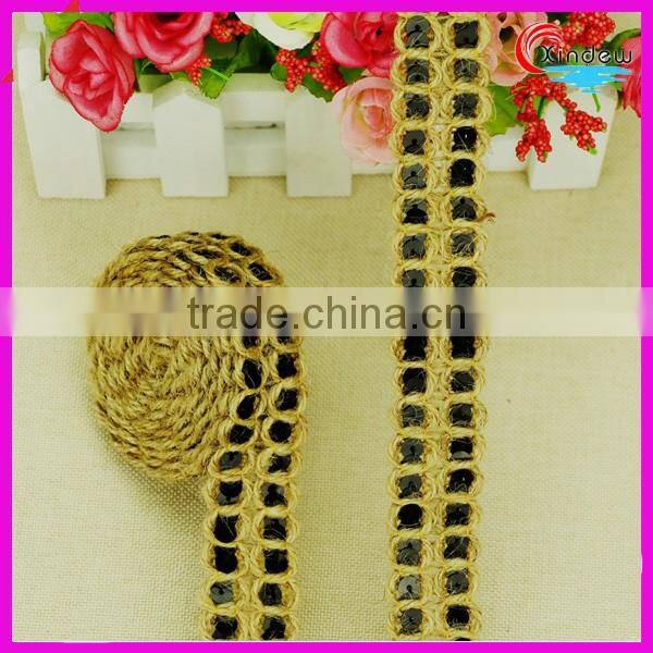 2.5cm Linen Double Row Trimming with Sequin