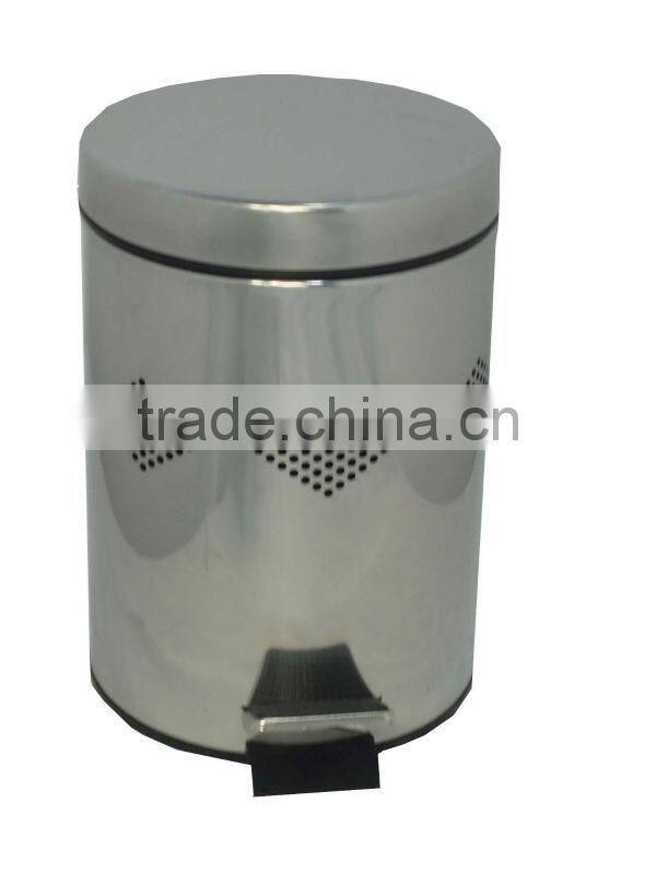 5L round cover stainless steel step waste bin