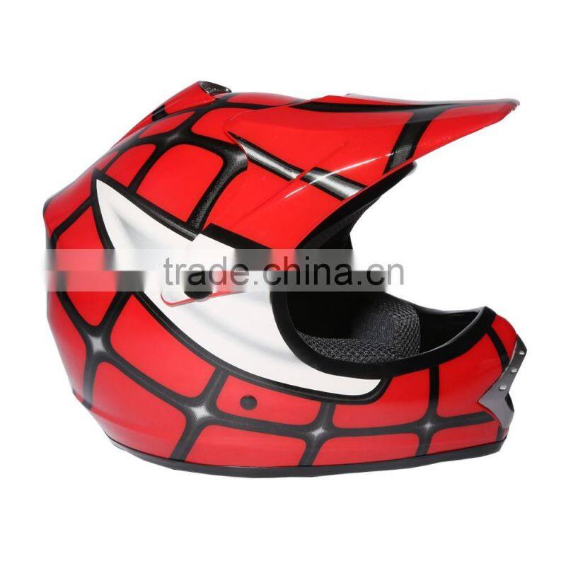 Youth Red Spider Net Dirt Bike Motocross Quads ATV Helmet Goggles+Gloves S M L