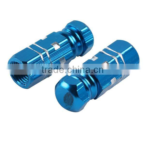 Aluminum 2pcs/a Set Blue Motorcycle Wheel Tire Valve Stem Caps Universal 27*8mm