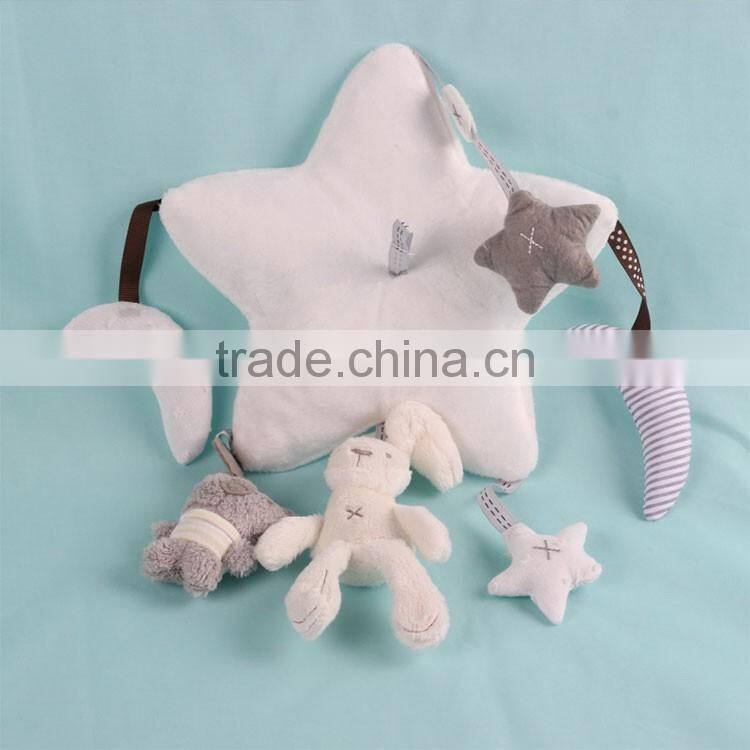 Christmas gift Promotional newborn gift set nursery baby bed crib cot hanging bell musical mobile plush rattle toy