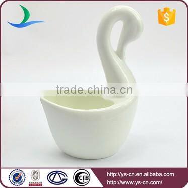 Elegant white swan shape porcelain kichen tools spoon container