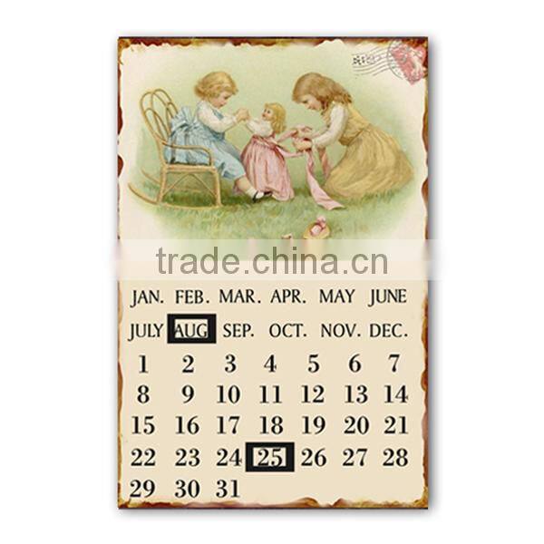 Retro Metal Sign Tin Sign Calendar Floral Metal Sign Wall Plaque