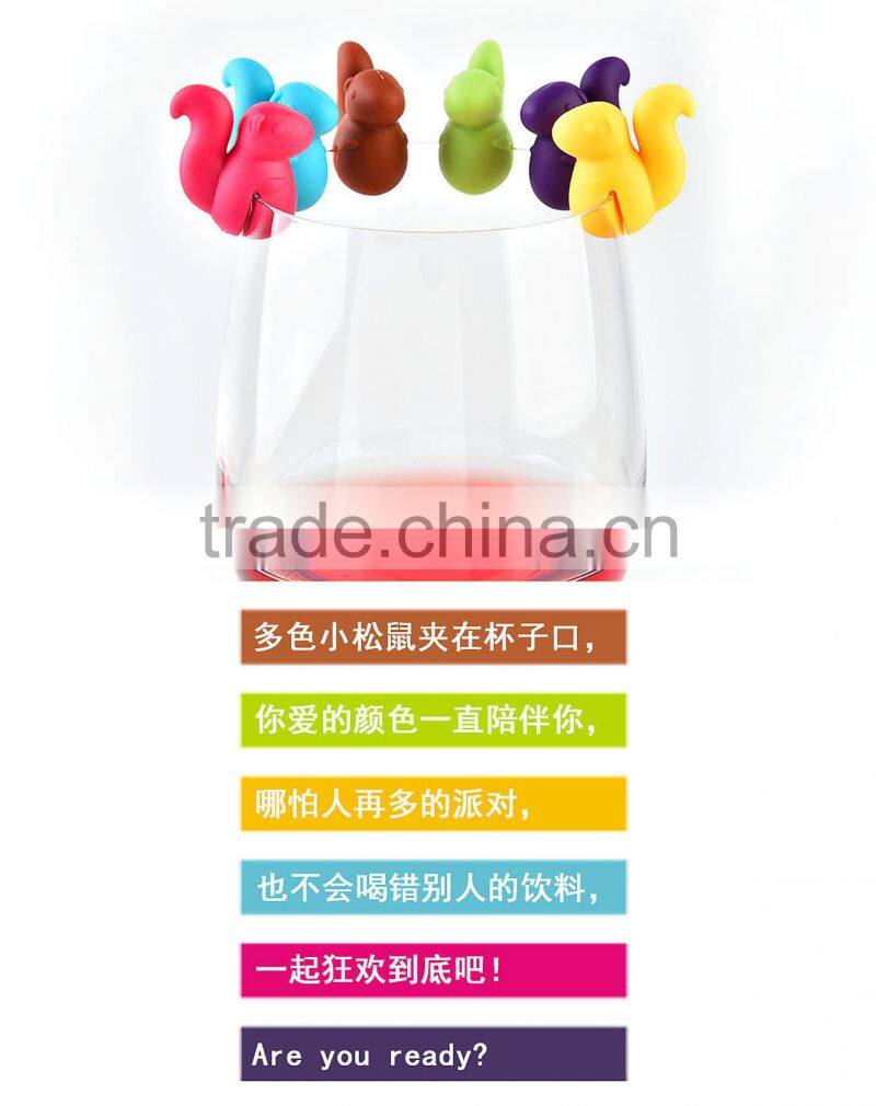 Cute Cartoon Shape Squirrel Party Wine Plug Set, Colorful Squirrel Bottle Stopper