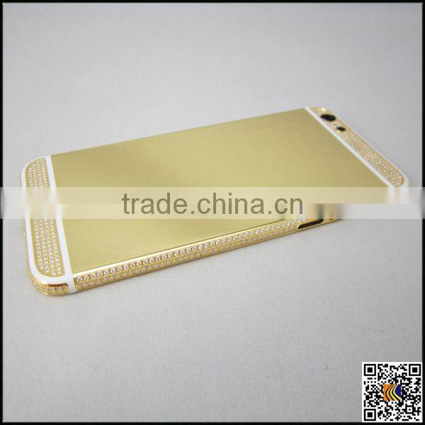 24k gold crystal housing for iphone 6s,for iphone 6s diamond back cover,back cover housing for iphone 6s