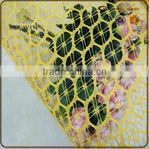 wholesale lemon mesh fabric for flower , gift wrapping