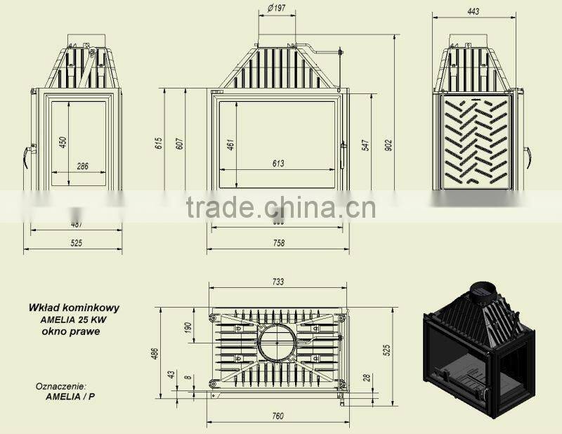 antique indoor square cast iron fireplace stove