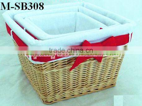 white christmas gingham liner wicker empty gift basket