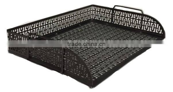 Black Metal Punched Document Tray With Handles