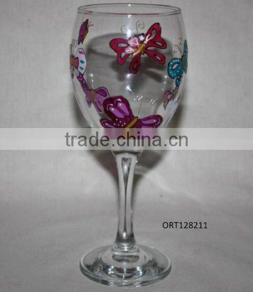 fancy hand painted wine glass