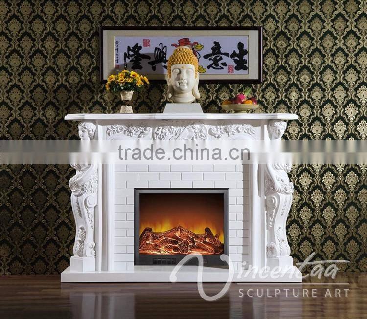 home european decoration white artificial marble fireplace surround price