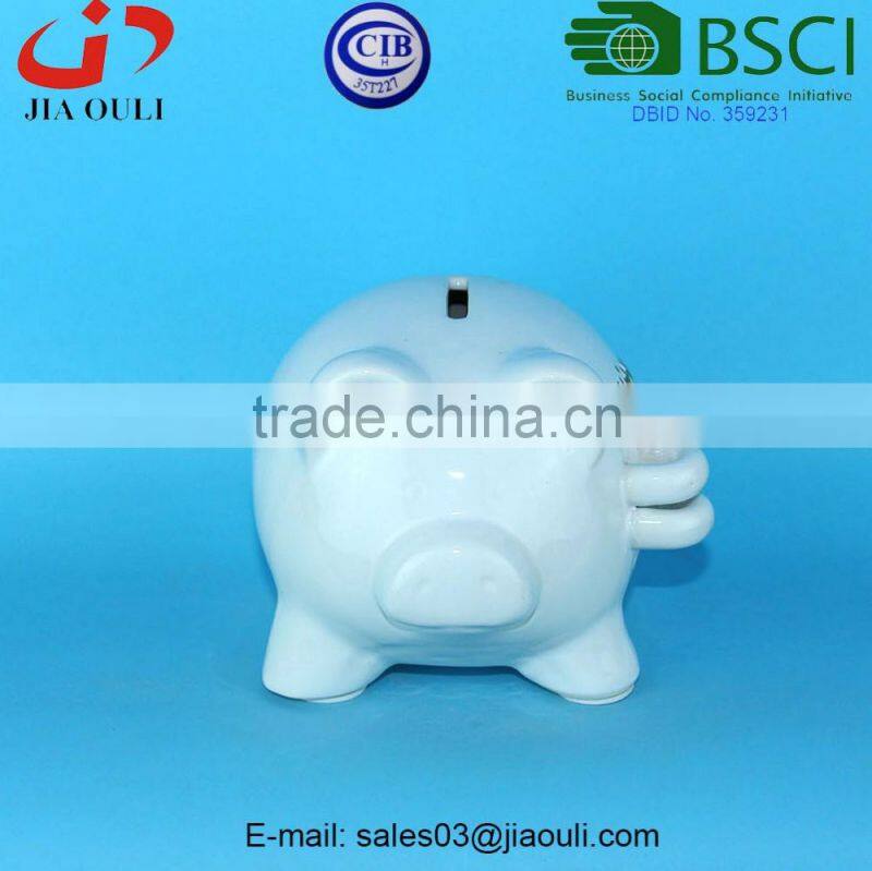 BSCI Audit Factory decorative ceramic Snail Coin Bank, kids gifts money box