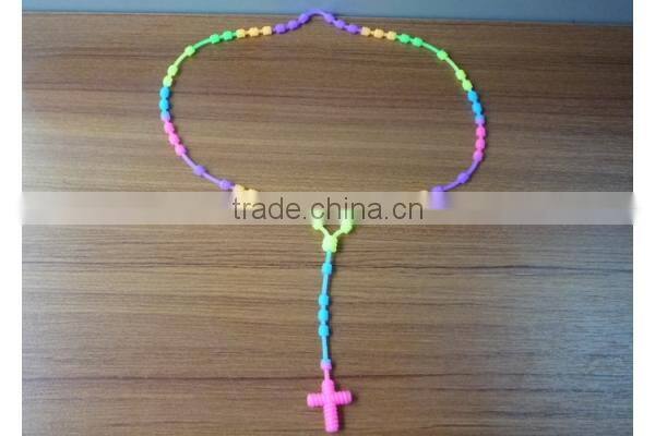 Pretty cross pendant multi-color silicone necklace