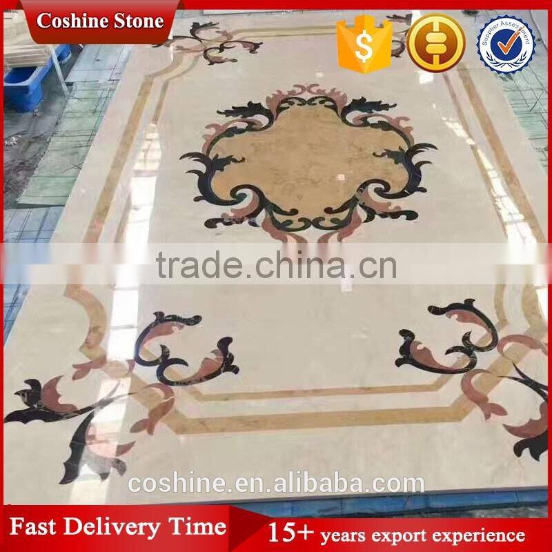 Lobby flower waterjet marble tiles design floor pattern