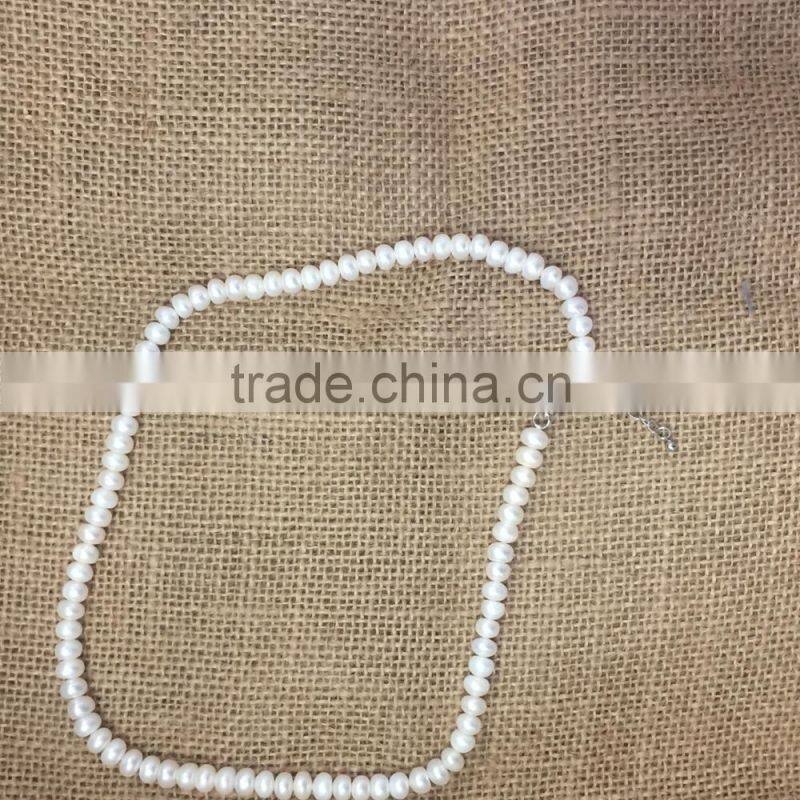 charms 7-7.5mm white button freshwater pearl necklace