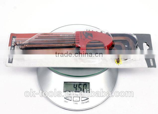 Ok-Tools China manufactruer 9pcs Extra Long Arm Ball Point Long Hex Key set metric