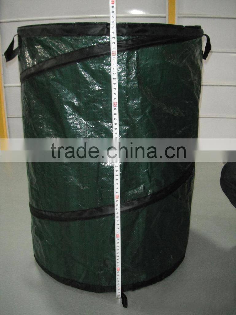 Wholesale 90L capacity pop up garden waste bag Reusable leaf bag with PP handle