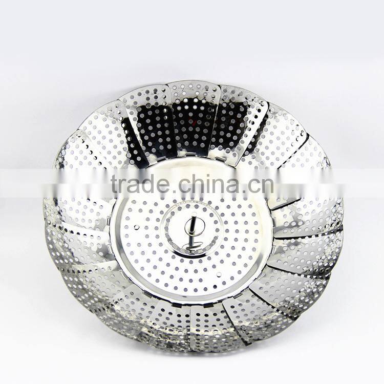hot sale Veggie vegetable basket Folding Steamer Basket International 9-Inch Easy Reach Steamer In Stainless Steel