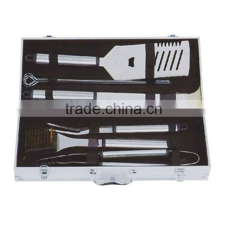 9pcs stainless steel bbq set in aluminum box