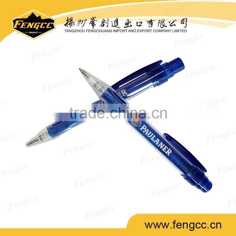 Promotion custom logo transparent advertising plastic ball pen