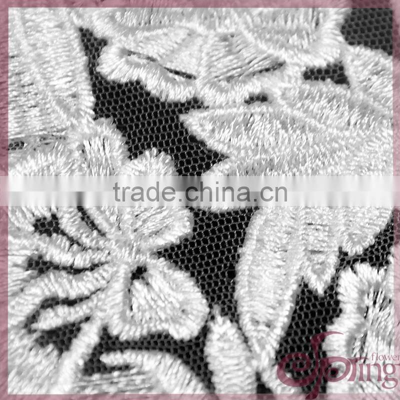 new arrival fringe fabric with flower mofif in slant stripe