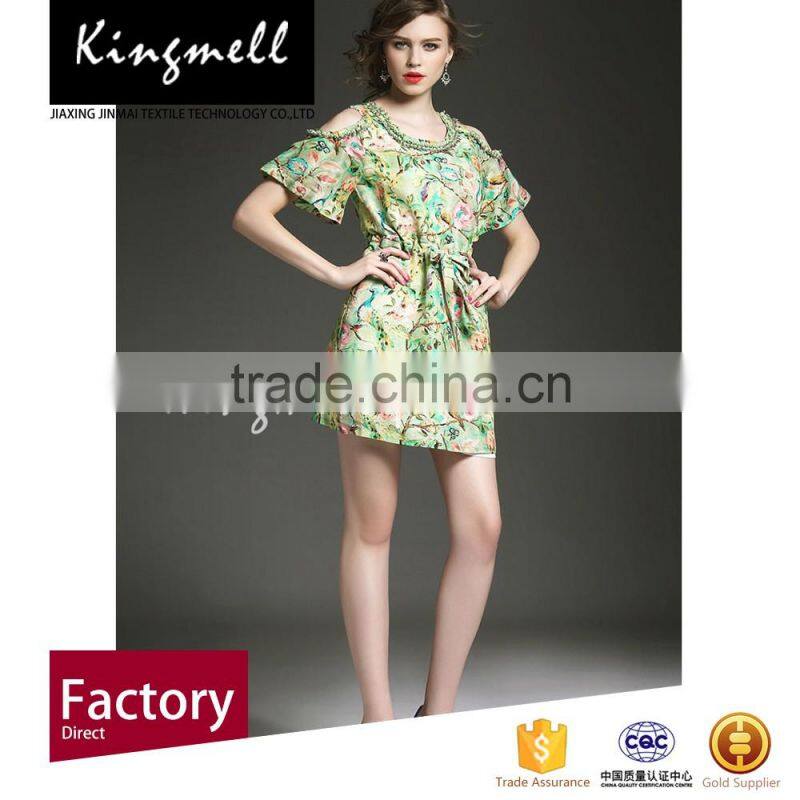 Custom digital printed silk linen blend fabric for garment/dress