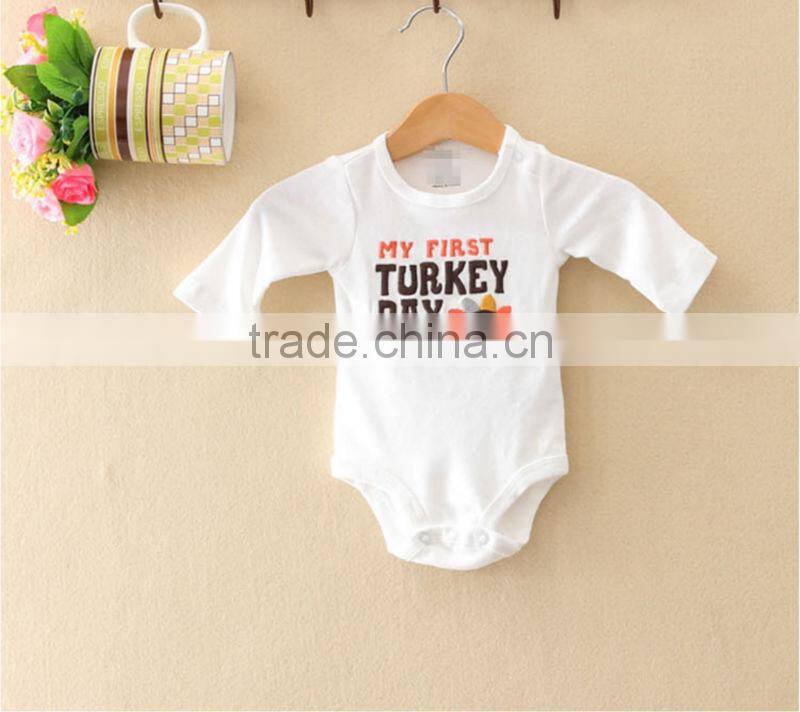 100% cotton white letter print baby girl rompers wholesale