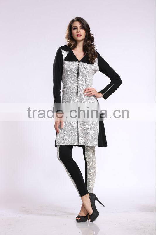 2014 New Arrival Women Hit Color Stitching Zipper Suit Designer Blazers