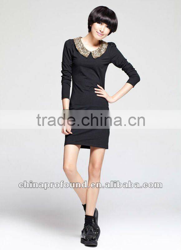 OEM customized ladies official glitter sequin plain long dress for women