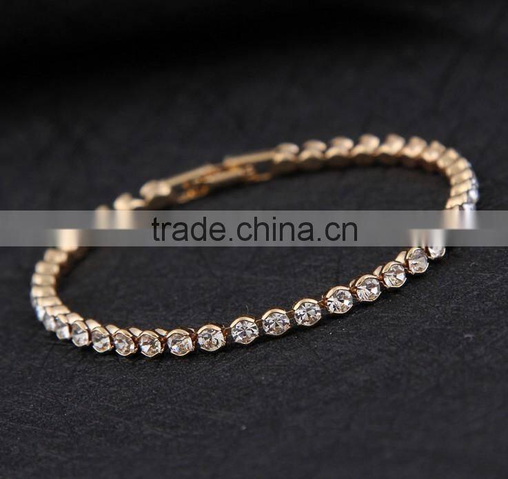 Wholesale round silver plating lady crystal bracelet