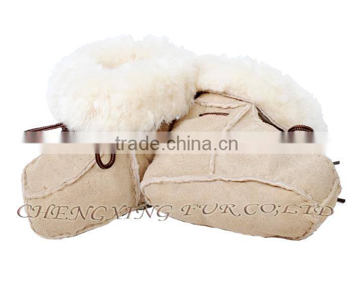 CX-SHOES-05C Chengxing Fur Wholesale Real Sheepskin Baby Shoes