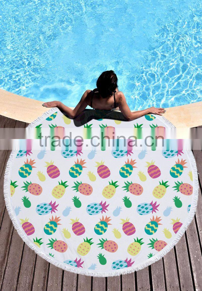 custom printed good quality round towel printed Many color round beach towel