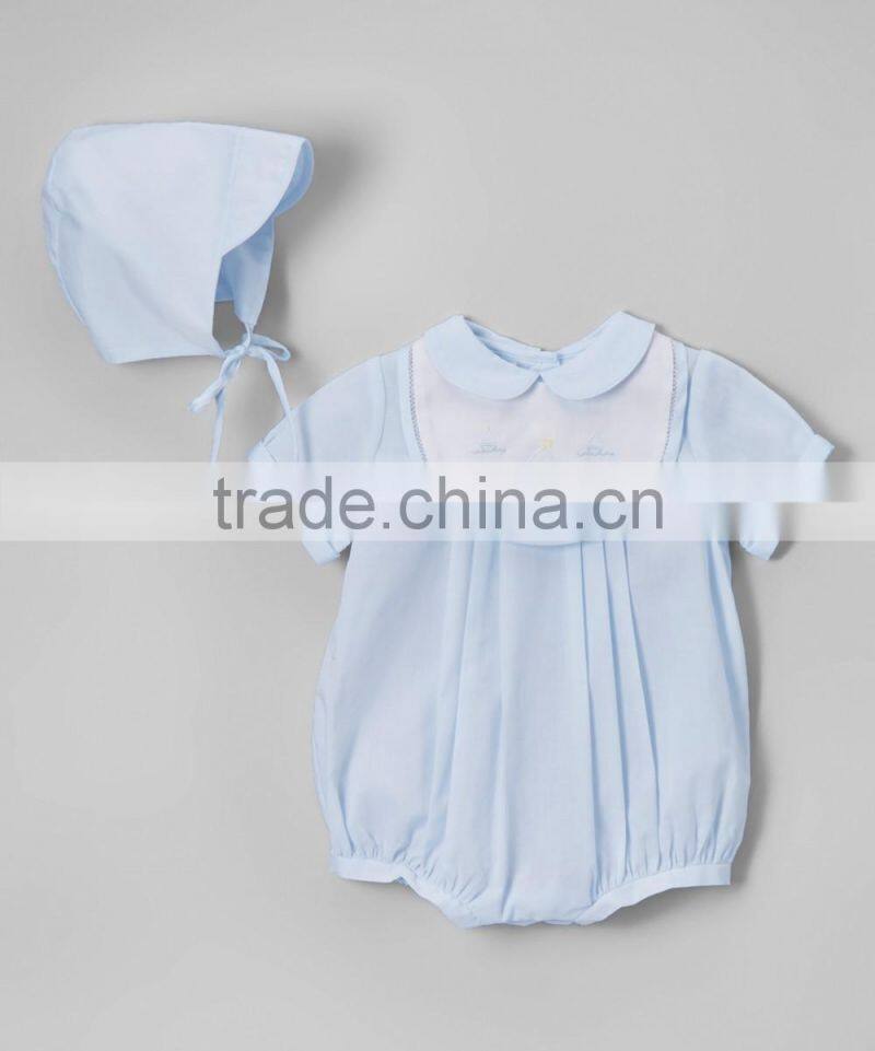 China factory girls summer clothes outfit 2-Piece colored printing pompom cotton set smock clothing children
