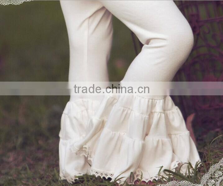 double ruffle baby girls cotton pants kids lace leggings plain ruffle pants