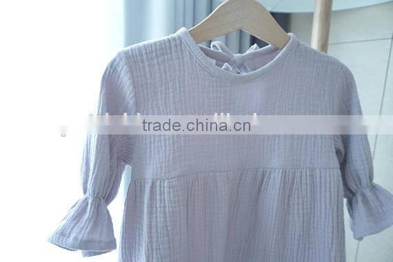Wholesale Double Layer Muslin Dress Baby Frock Design Pictures Ruffle Sleeve Girl Dresses