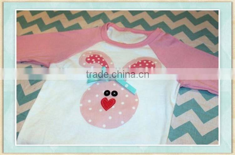 Easter bunny girl's shirts ruffle raglan shirt wholesale icing ruffle shirt kids tshirts