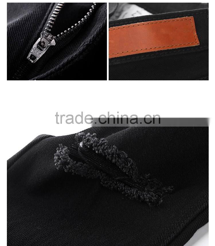fashion broken hole men's jeans pant slim fit trousers