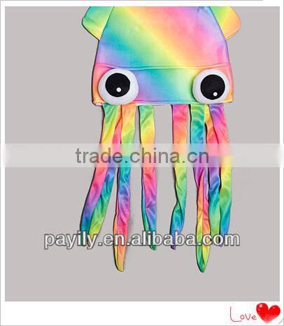 EN71 Padding Rose Red flat cloth octopus hat